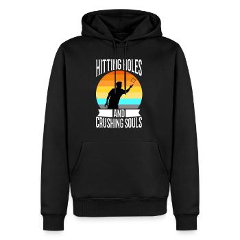 Hitting Holes and Crushing Souls - Männer Premium Bio Hoodie - Schwarz - Vorne - Nico (187cm)
