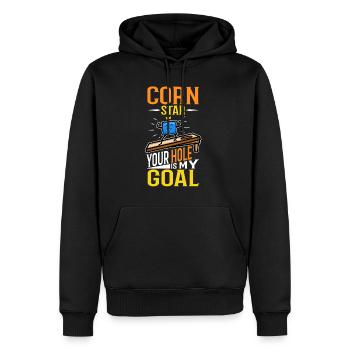 Corn star ton trou est mon objectif - Sweat à capuche Premium bio Homme - noir - Devant - Nico (187cm)