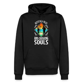 Hitting Holes and Crushing Souls - Männer Premium Bio Hoodie - Schwarz - Vorne - Nico (187cm)