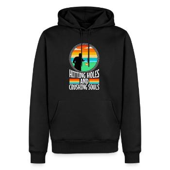 Hitting Holes and Crushing Souls - Männer Premium Bio Hoodie - Schwarz - Vorne - Nico (187cm)
