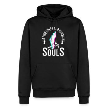 Hitting Holes and Crushing Souls - Männer Premium Bio Hoodie - Schwarz - Vorne - Nico (187cm)