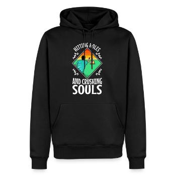 Hitting Holes and Crushing Souls - Männer Premium Bio Hoodie - Schwarz - Vorne - Nico (187cm)
