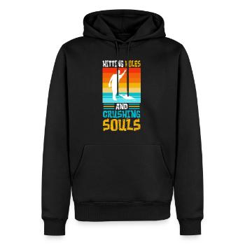 Hitting Holes and Crushing Souls - Männer Premium Bio Hoodie - Schwarz - Vorne - Nico (187cm)