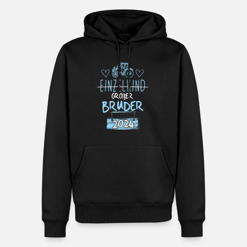 Großer Bruder 2024 Traktor - Männer Premium Bio Hoodie - Schwarz