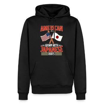 American grown with japanese roots - Männer Premium Bio Hoodie - Schwarz - Vorne - Nico (187cm)