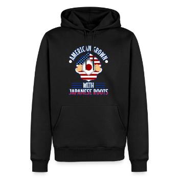 American grown with japanese roots - Männer Premium Bio Hoodie - Schwarz - Vorne - Nico (187cm)