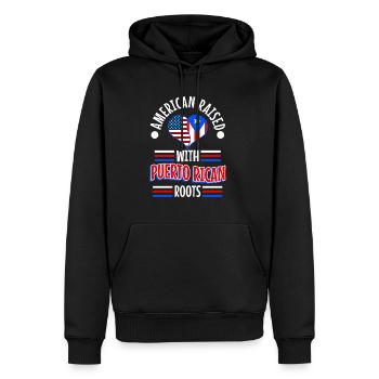 American raised with puerto rican roots - Männer Premium Bio Hoodie - Schwarz - Vorne - Nico (187cm)