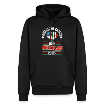 American raised with Mexican roots - Männer Premium Bio Hoodie - Schwarz - Vorne - Nico (187cm)