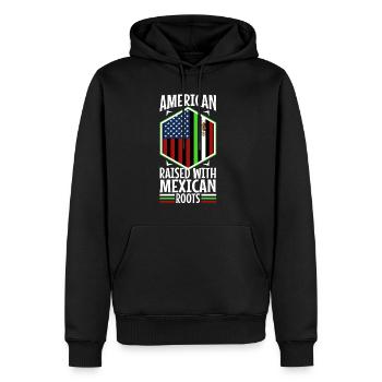 American raised with Mexican roots - Männer Premium Bio Hoodie - Schwarz - Vorne - Nico (187cm)