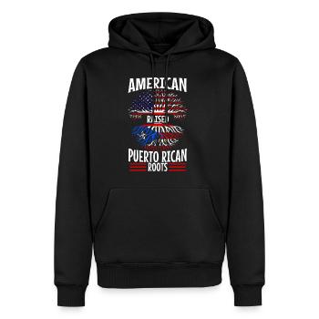 American raised with puerto rican roots - Männer Premium Bio Hoodie - Schwarz - Vorne - Nico (187cm)