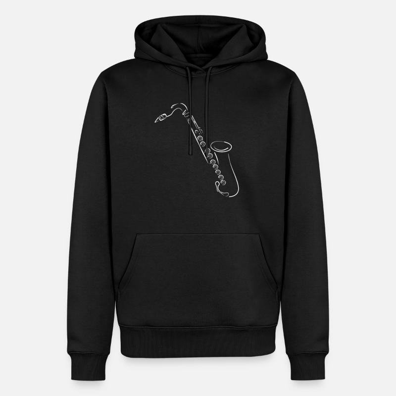 Saxophone Silhouette Dessin Jazz - Sweat à capuche Premium bio Homme - noir