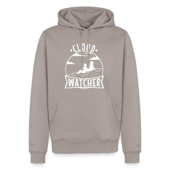 Cloud Watcher - Männer Premium Bio Hoodie - Taupe - Vorne - Nico (187cm)