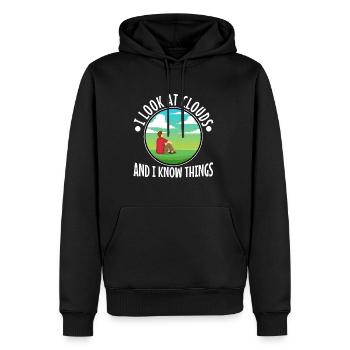 I Look At Clouds And I Know Things - Männer Premium Bio Hoodie - Schwarz - Vorne - Nico (187cm)