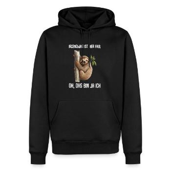 Irgendwas Ist Hier Faul Faultier - Männer Premium Bio Hoodie - Schwarz - Vorne - Nico (187cm)