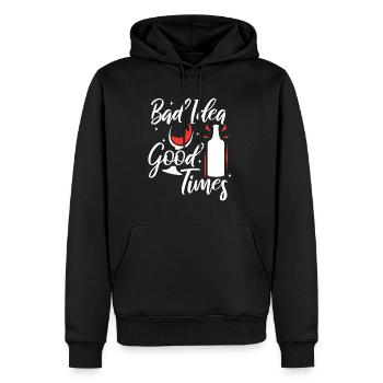 Mauvaise idée bons moments - Sweat à capuche Premium bio Homme - noir - Devant - Nico (187cm)