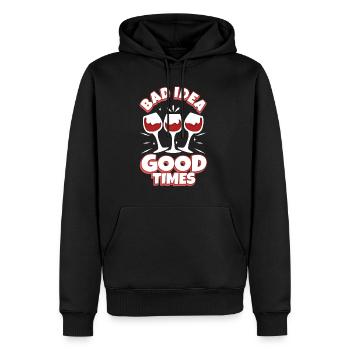 Mauvaise idée bons moments - Sweat à capuche Premium bio Homme - noir - Devant - Nico (187cm)