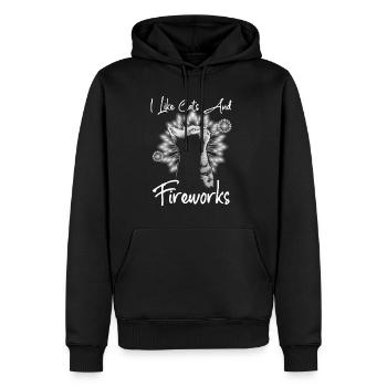 Cats And Fireworks - Männer Premium Bio Hoodie - Schwarz - Vorne - Nico (187cm)