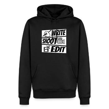 Écrire, Tirer, Modifier, Répéter - Sweat à capuche Premium bio Homme - noir - Devant - Nico (187cm)
