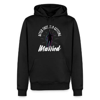 Après cela, je me marie - Sweat à capuche Premium bio Homme - noir - Devant - Nico (187cm)
