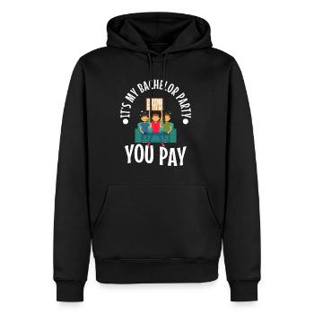 C’est mon enterrement de vie de garçon avec moi vous payez - Sweat à capuche Premium bio Homme - noir - Devant - Nico (187cm)