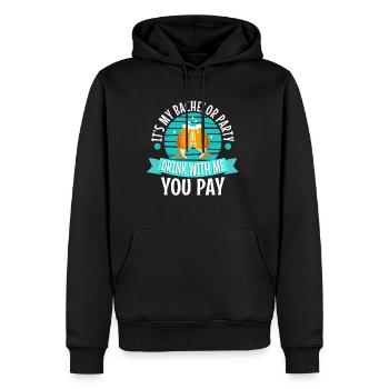 C’est mon enterrement de vie de garçon avec moi vous payez - Sweat à capuche Premium bio Homme - noir - Devant - Nico (187cm)