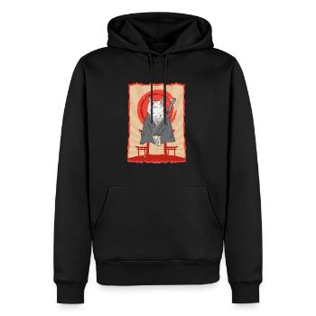 Samurai Japan Katze Torii Ninja Anime Katze - Männer Premium Bio Hoodie - Schwarz - Vorne - Nico (187cm)