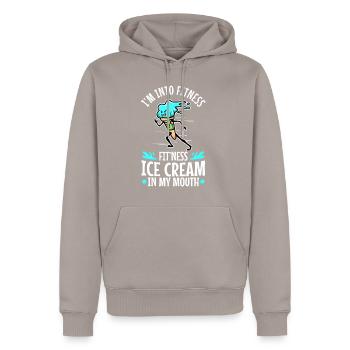 Im into fitness ice cream - Männer Premium Bio Hoodie - Taupe - Vorne - Nico (187cm)