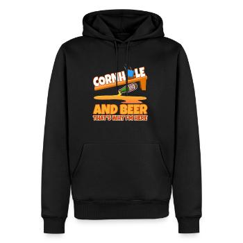 Cornhole and beer that's why im here - Men’s Premium Organic Hoodie - black - Front - Nico (187cm)
