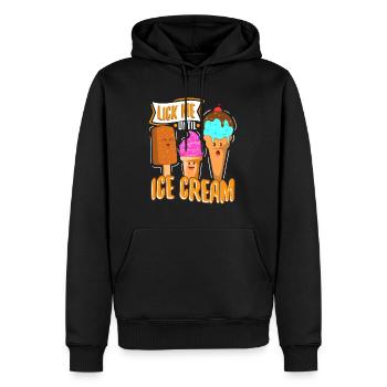 Léchez-moi jusqu’à la crème glacée - Sweat à capuche Premium bio Homme - noir - Devant - Nico (187cm)