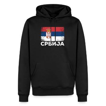 Serbie Cadeau Srbija Drapeau serbe Serbie - Sweat à capuche Premium bio Homme - noir - Devant - Nico (187cm)
