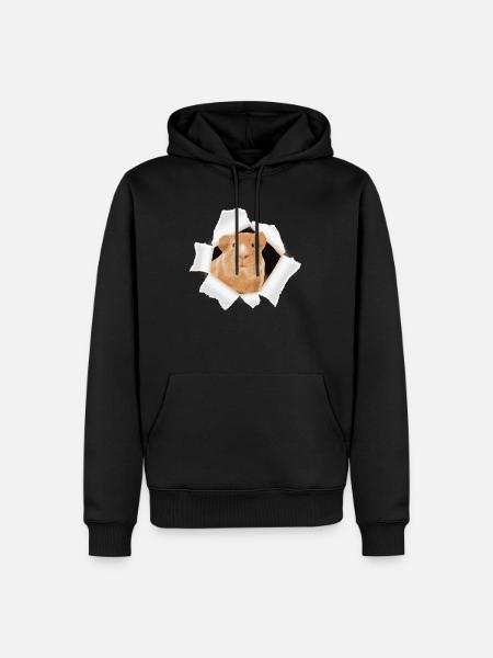 Hamster peeking through a hole - Men’s Premium Organic Hoodie - black