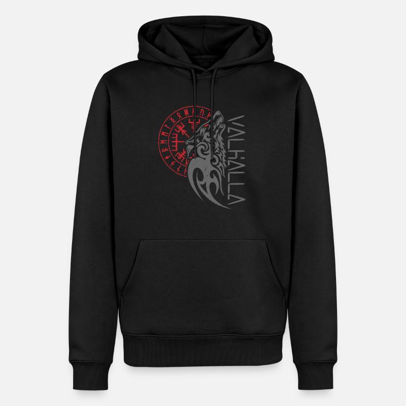 Valhalla Wolf Odin Compass - Männer Premium Bio Hoodie - Schwarz