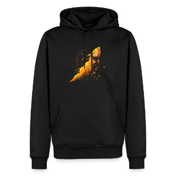 Bitcoin Rakete - Männer Premium Bio Hoodie - Schwarz - Vorne - Nico (187cm)