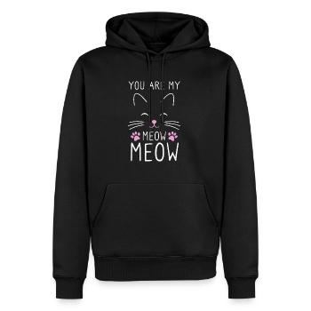 Tu es mon Meow Meow Cat - Sweat à capuche Premium bio Homme - noir - Devant - Nico (187cm)