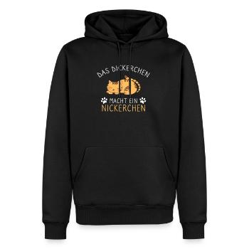 Das Dickerchen macht Nickerchen Katze Schlafshirt - Männer Premium Bio Hoodie - Schwarz - Vorne - Nico (187cm)