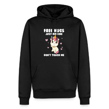Einhorn Fass mich nicht an Lustiger Spruch Einhorn - Männer Premium Bio Hoodie - Schwarz - Vorne - Nico (187cm)