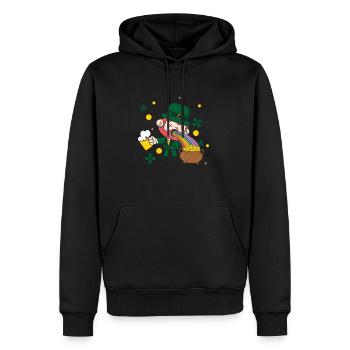 Irlande lutin vomit arc-en-ciel Saint-Patrick - Sweat à capuche Premium bio Homme - noir - Devant - Nico (187cm)