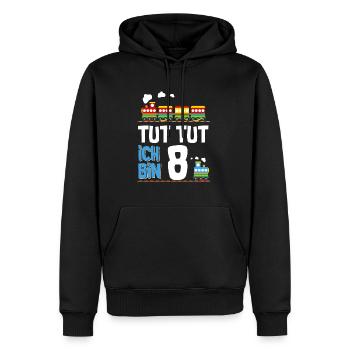 8. Geburtstag Tut Tut Eisenbahn - Männer Premium Bio Hoodie - Schwarz - Vorne - Nico (187cm)