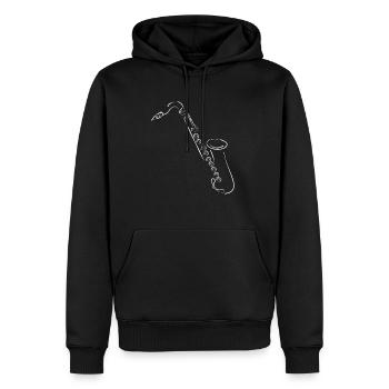 Saxophon Scherenschnitt Zeichnung Jazz - Männer Premium Bio Hoodie - Schwarz - Vorne - Nico (187cm)