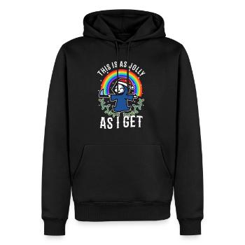 C’est aussi joyeux que je reçois - Sweat à capuche Premium bio Homme - noir - Devant - Nico (187cm)