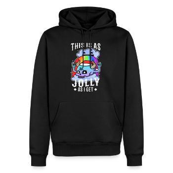 C’est aussi joyeux que je reçois - Sweat à capuche Premium bio Homme - noir - Devant - Nico (187cm)