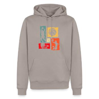 Joueur de basket-ball rétro - Sweat à capuche Premium bio Homme - taupe - Devant - Nico (187cm)
