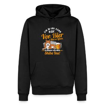 Ein Mann Kann Nicht Von Bier Alleine Leben Hund - Männer Premium Bio Hoodie - Schwarz - Vorne - Nico (187cm)