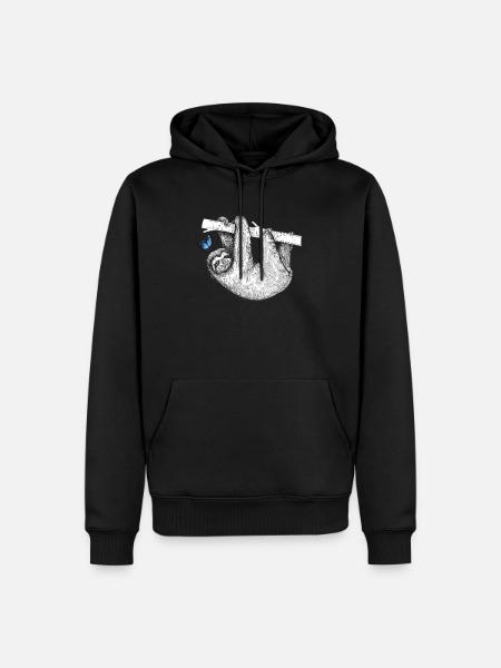 Faultier mit Schmetterling - Männer Premium Bio Hoodie - Schwarz