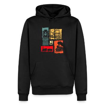 Retro Zug - Männer Premium Bio Hoodie - Schwarz - Vorne - Nico (187cm)