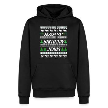 Joyeux Noël et Joyeux réveillon de Noël - Sweat à capuche Premium bio Homme - noir - Devant - Nico (187cm)