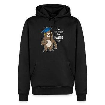 Bett-Chiller zum Master 2023 Faultier - Männer Premium Bio Hoodie - Schwarz - Vorne - Nico (187cm)