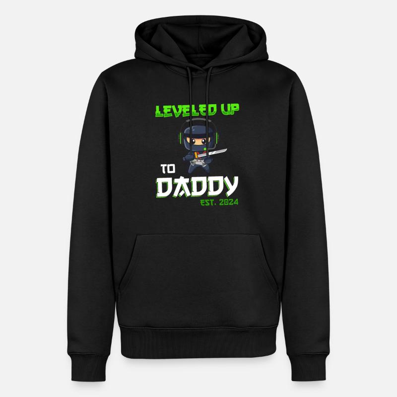 Nivelé jusqu’à papa 2024 - Sweat à capuche Premium bio Homme - noir