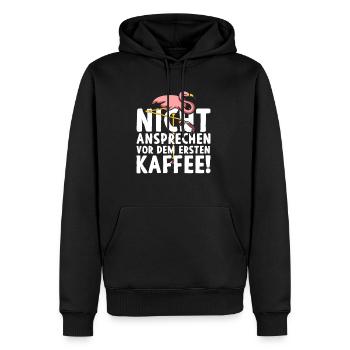 Nicht Ansprechen Vor Dem Ersten Kaffee Flamingo - Männer Premium Bio Hoodie - Schwarz - Vorne - Nico (187cm)