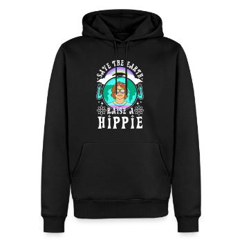 Sauvez la Terre Élevez un hippie - Sweat à capuche Premium bio Homme - noir - Devant - Nico (187cm)